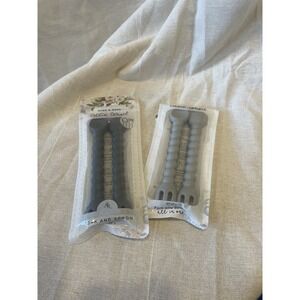 Ryan & Rose Cutie Tensil Utensils and Teethers Steel And Slate, 2 Sets